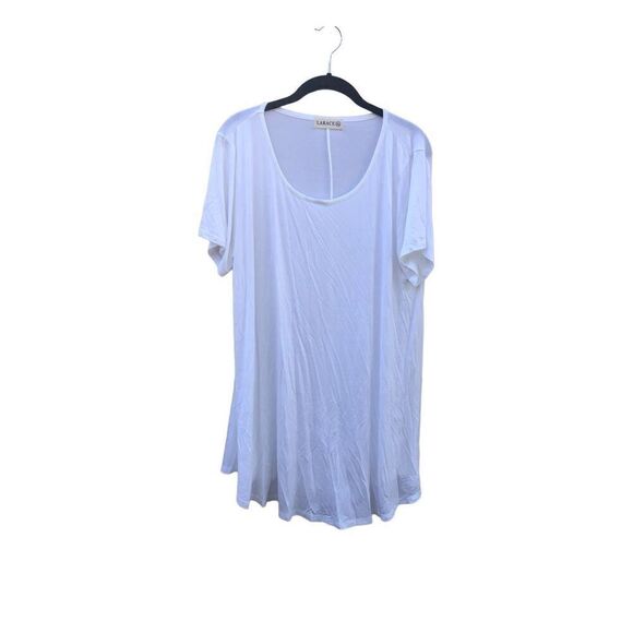 Larace Women's White Short Sleeve Scoop Neck Tunic Size Extra Large - Picture 2 of 4